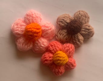 Crochet Applique Pattern, Crochet Puff Flower Applique Pattern, Mini Flower Pattern, Flower Applique Pattern, PDF Crochet Pattern