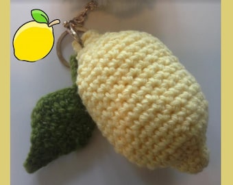 Crochet Lemon Pattern, Crochet Keychain Pattern, Lemon Keychain Pattern, Fruit Crochet Pattern, crochet keychain for bag,PDF Crochet Pattern