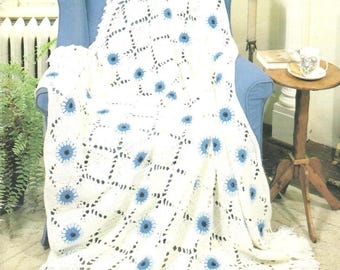 Vintage Cornflower Afghan Pattern, Crochet Cornflower Blanket, Vintage Floral Afghan, PDF Crochet Pattern Digital Download PDF