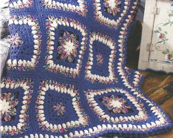Flower Granny Square Blanket Crochet Pattern Granny Afghan Quilt