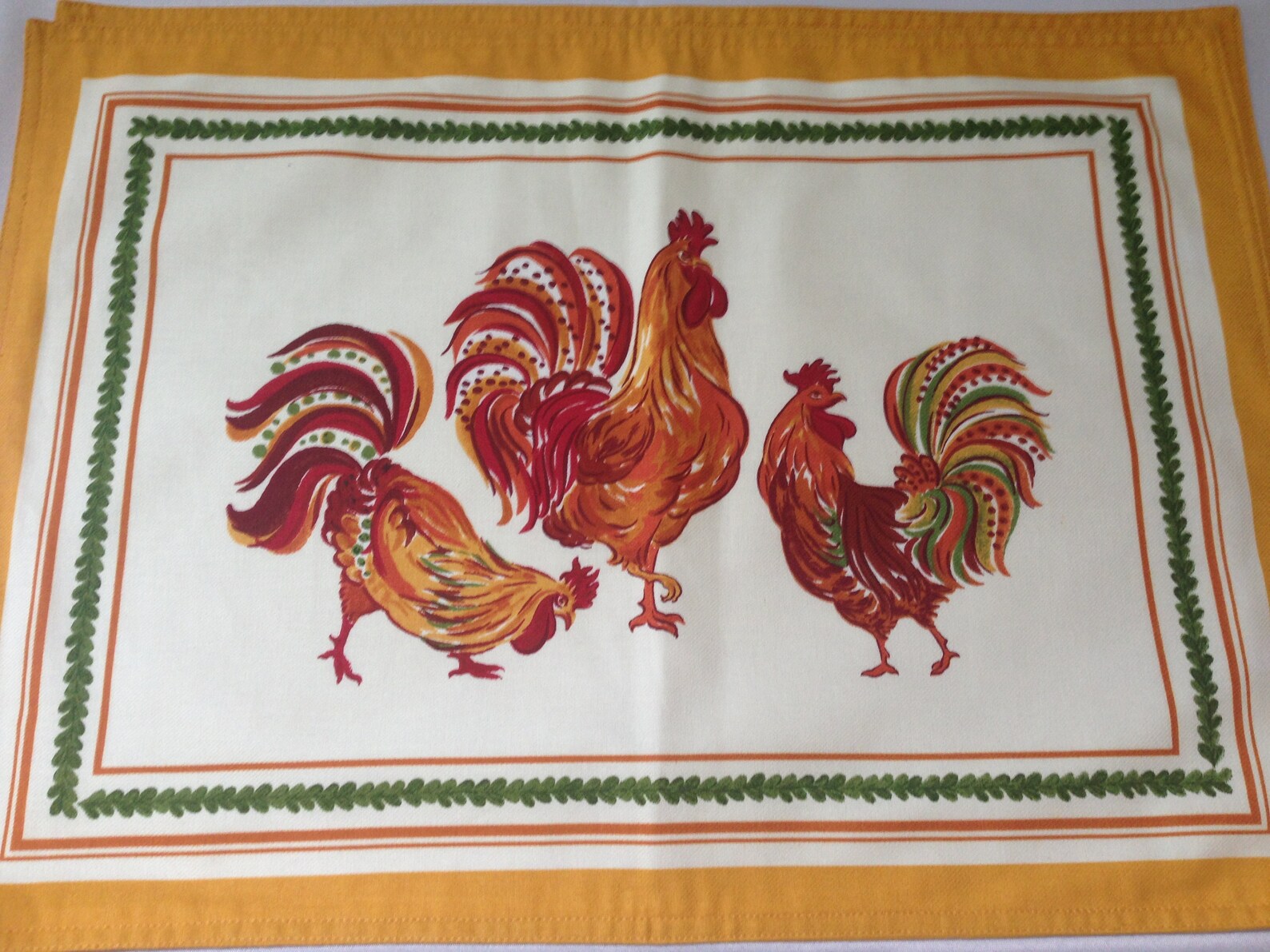Vintage Rooster Cloth Placemats Rooster Table mats x 4 Etsy