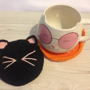 Cat Coaster Crochet Pattern - Kitty Coaster - DIY Coaster - Cat Lover Gift - PDF Crochet Pattern - Digital Download PDF - Mug Rug