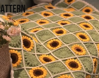 Granny Square Pattern- Sunflower Granny Square- Crochet Baby Blanket - Crochet Sunflower Blanket- PDF Crochet Pattern - Digital Download PDF