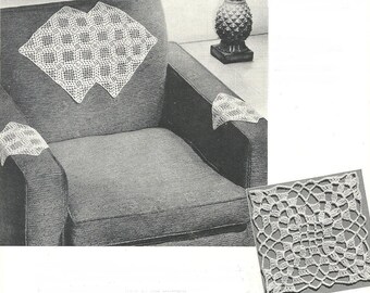 VINTAGE Double Diamond Sofa Back and Arm Doily, Crochet Diamond Chair Set, Double Diamond Sofa Doily Crochet Pattern Digital Download PDF