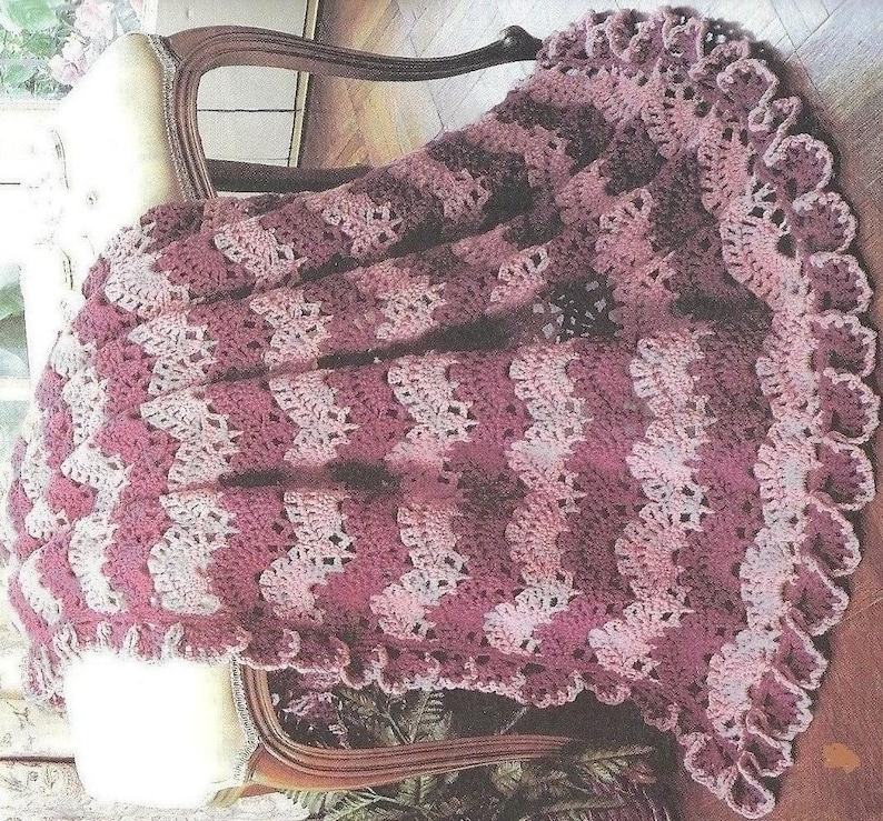 Textured Scallop Ripple Pattern Spring Lacy Ripple Scallop Afghan Pattern, Crochet Ripple Blanket ...