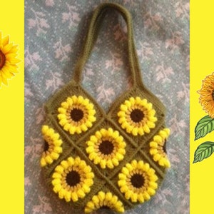 Patrón Bolsa Girasol Crochet- Patrón Cuadrado Girasol Crochet- Patrón Bolsa Girasol- Descarga Instantánea PDF- Patrón PDF