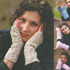 Vintage Knit Wristwarmers, Fancy Knitted Wrist warmers, 3 Knit Wrist warmers and 1 Crochet wristwarmer Pattern, instant Digital Download PDF
