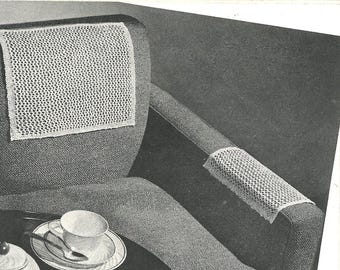 VINTAGE Knit Honeycomb Sofa Back and Arm Doily, Knit Honeycomb Chair Set, Honeycomb Sofa Doily Knit Pattern Digital Download PDF