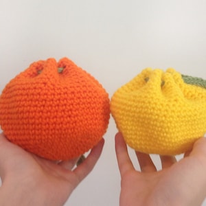 Crochet Fruit Bag/Pouch, Crochet Citrus Bag, Mini Fruit Pouch, Handmade Fruit Pouch, Crochet Orange Pouch, Handmade Gift