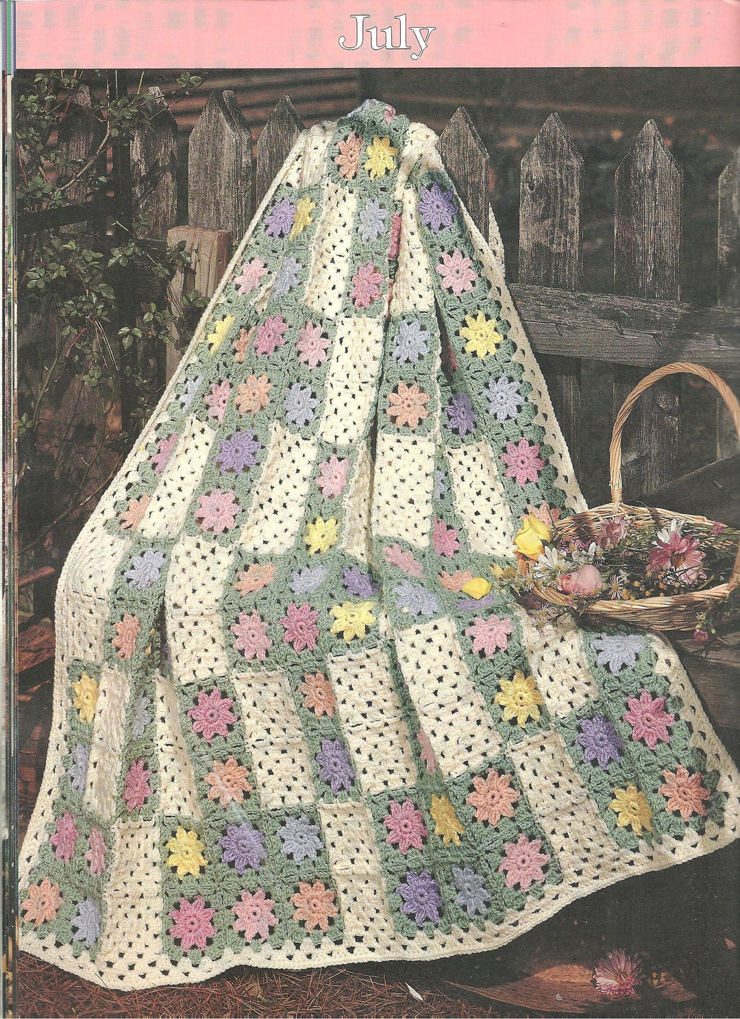 VINTAGE Flower Blanket Pattern, Crochet Blanket Pattern, PDF Crochet