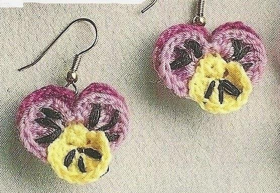 30 Pansy Crochet Patterns for Flowers, Decor, and Wearable Details 3 Vintage Crochet Pansy Earrings Pattern