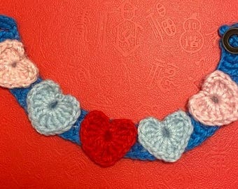 Beginner Valentine Crochet Heart Pet Decoration,Heart Cat, mini dog Collar Crochet Pattern, Pet Necklace Pattern download PDF