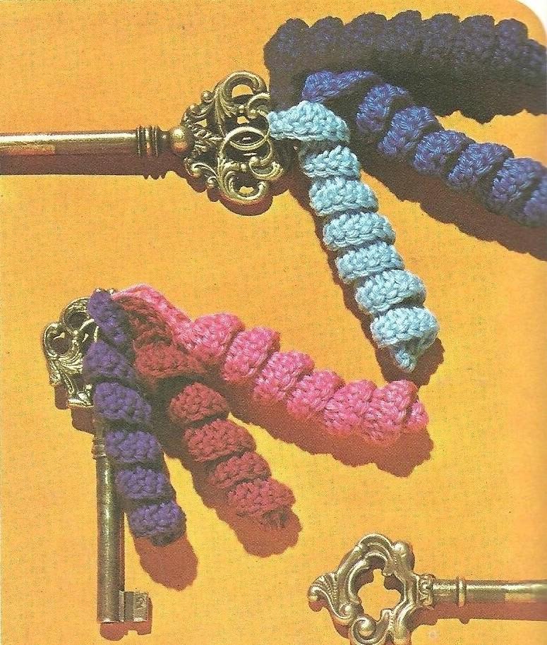 Vintage Cords, Buttons, Spirals Small Things for Beginners, Crochet Key Chain Spirals Pattern, Crochet Easy Crochet...