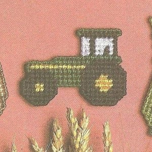 Vintage Kunststoff-Leinwand Indianermais, Kunststoff-Leinwandtraktor Dekorativer Kühlschrank, Kunststoff-Leinwand Mais und Traktor Download-PDF-Muster