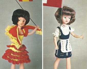 VTG Patons 12 inch Dolls Clothes, Spain Doll Outfit and Swiss Doll Outfit Knitting Digital Download PDF