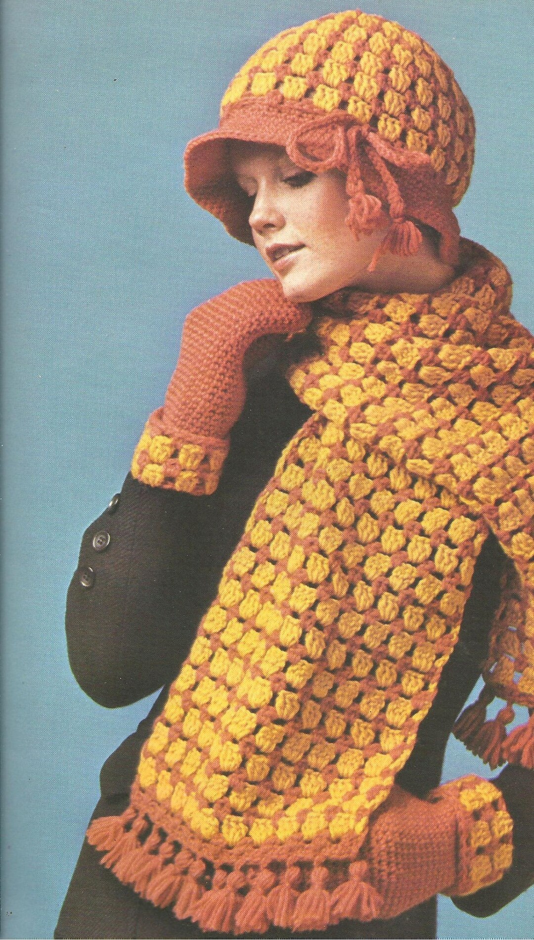 VINTAGE Crochet Hat, Scarf and Mitten Patterns, Crochet Hat Pattern ...