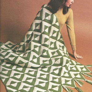 VINTAGE geometriskt afghanskt mönster, virkad filtmönster, PDF-virkmönster, virkad geometrisk afghansk filt, digital nedladdning PDF