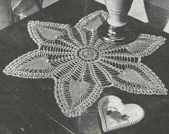 VINTAGE Pineapple Six Pointed Doily, Crochet Pineapple Centerpiece, Pineapple Doily Crochet Pattern Digital Download PDF
