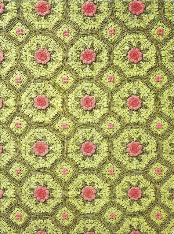 Vintage Octagon Crochet Afghan Pattern, Granny Square Octagon