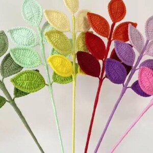 Crochet Basic Easy Leaf Pattern, Leaf Ornament Crochet Pattern, Crochet Leaf Branch, Simple Leaf Branch Decor PDF Crochet Pattern image 3