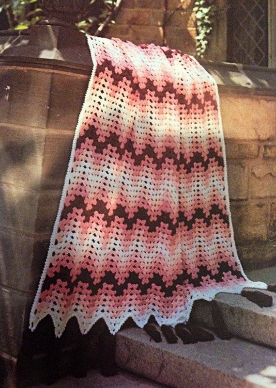 VINTAGE Ripple Afghan Crochet Afghan Pattern Crochet Etsy