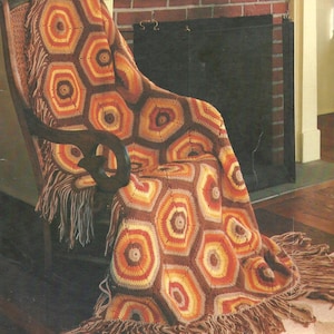 Vintage Hexagon Crochet Afghan Pattern Hexagon Granny Crochet Afghan Blanket - Crochet Blanket- PDF Crochet Pattern - Digital Download PDF