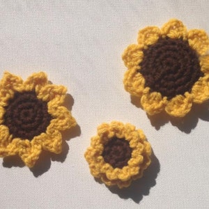 Sunflower Crochet Pattern, Crochet Flower Pattern, 3 Sunflowers Crochet Pattern, Crochet Applique, PDF Crochet Pattern, Digital Download PDF