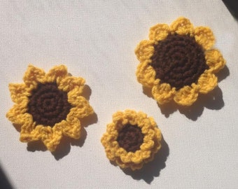 Sunflower Crochet Pattern, Crochet Flower Pattern, 3 Sunflowers Crochet Pattern, Crochet Applique, PDF Crochet Pattern, Digital Download PDF