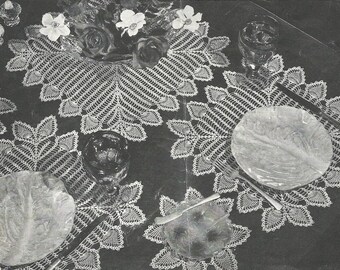 VINTAGE Pineapple Square Luncheon Set Doily, Crochet Pineapple Square Set Doilies,Pineapple Doily Crochet Pattern Digital Download PDF