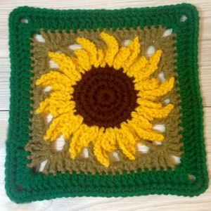 Granny Square Pattern- Sunflower Granny Square- Crochet Baby Blanket - Crochet Sunflower Blanket- PDF Crochet Pattern - Digital Download PDF