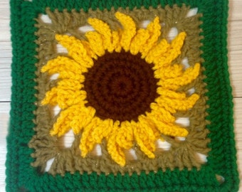Granny Square Pattern- Sunflower Granny Square- Crochet Baby Blanket - Crochet Sunflower Blanket- PDF Crochet Pattern - Digital Download PDF