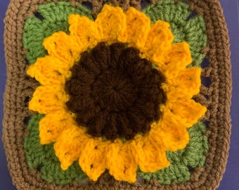 Granny Square Pattern- Sunflower Granny Square- Crochet Baby Blanket - Crochet Sunflower Blanket- PDF Crochet Pattern - Digital Download PDF