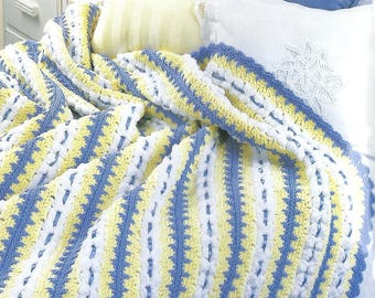 VINTAGE Crochet Lemon Mile-a-Minute Afghan Pattern,Mile a minute Blanket Pattern, Crochet zipper tape Afghan Digital Download PDF