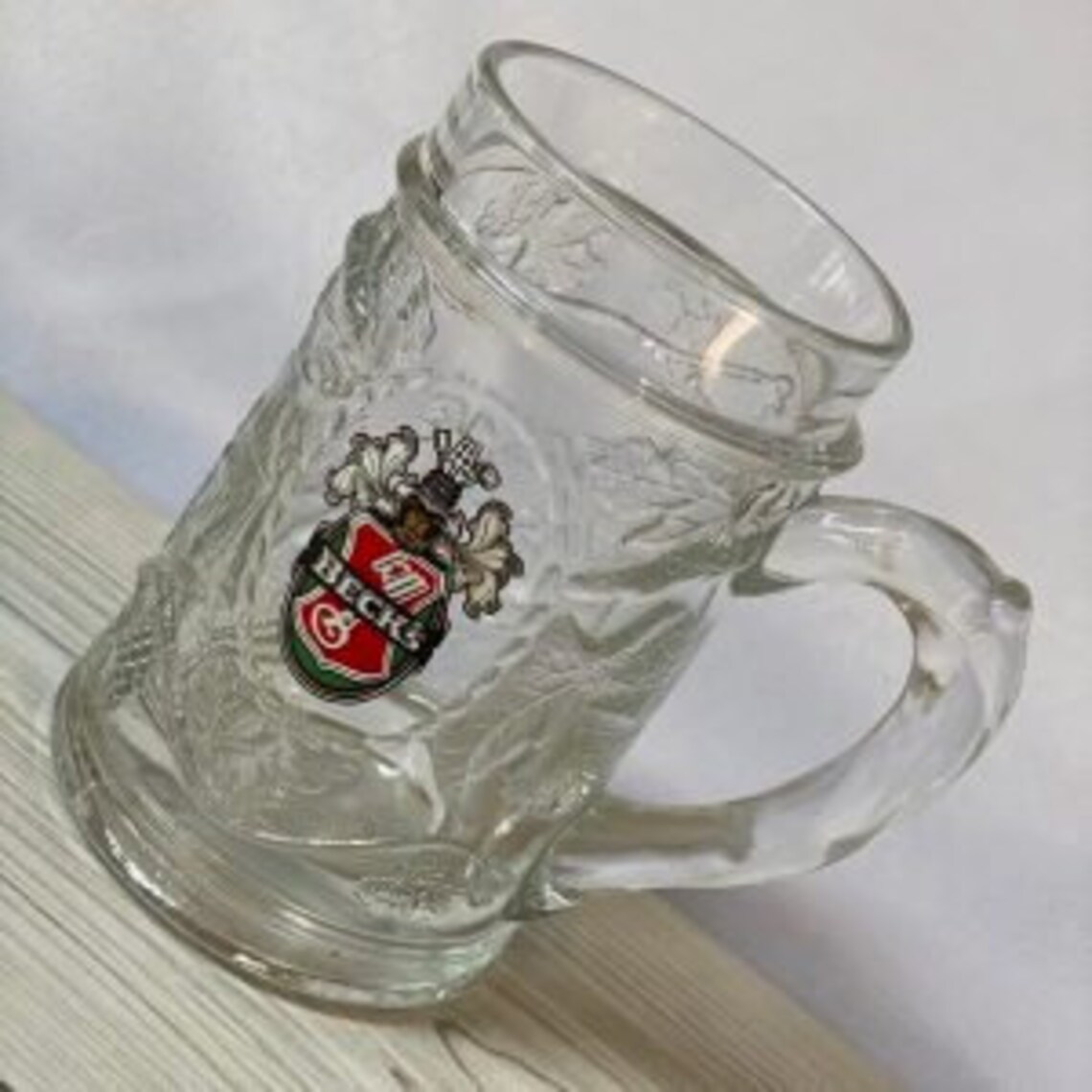 Vintage Beck's Logo Beer Glass Mug Embossed With Grapes & Etsy