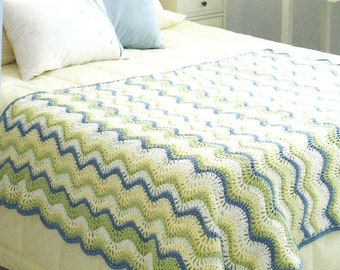 VINTAGE Summer Gentle Wave Ripple Afghan Pattern, Crochet Ripple Gentle Wave Afghan Blanket, Digital Download PDF