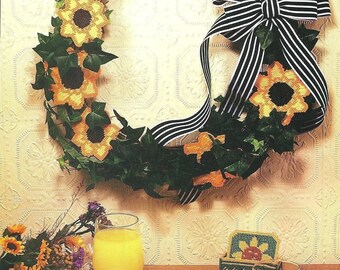 Vintage Plastic Canvas Sunflowers Pattern, Plastic Canvas Decorative Sunflowers Coasters, Plastic Canvas Flowers Digital PDF Pattern