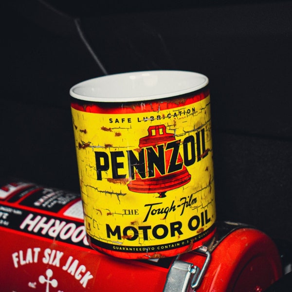 Vintage Pennzoil Motor Oil Mug / Motorcycle / Car / Classic Oil Can Cup / Coffee Tea / Gift Idea /By Legacy Legends