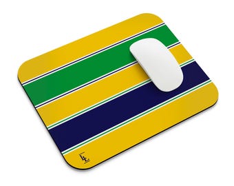 Ayrton Senna Helmet Mouse Mat - Rubber Desk Pad - Racing Gifts - Home & Office Accessories