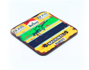 Ayrton Senna Helmet Coaster / Classic Formula / Legends / Vintage / Retro / Coffee / Tea / Mugs / By Legacy Legends
