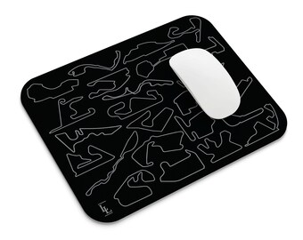 Formula 2026 Circuits Mouse Mat - Rubber Desk Pad - Grand Prix Track Outlines - Racing Fan Gift