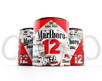 Ayrton Senna MP4 #12 Racing Mug - Classic Formula Race Car Coffee Cup