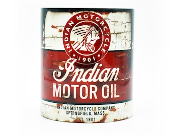 Vintage Indian Motor Oil Inspired Mug / Motorcycles / Car / Retro Oil Cans / Classic Motorsport / Signs / Motorbikes / Coffee Tea Cup