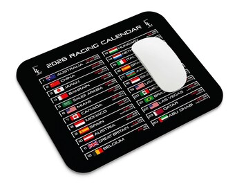 Formula 2026 Calendar Mouse Mat - Rubber Desk Pad - Grand Prix Dates, Countries & Circuits - Racing Fan Gift