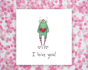 Frog Valentine's Day Card, I Love You, Anniversary Greetings
