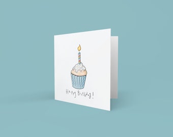 Happy Birthday Cupcake card! Illustrated Greetings Card