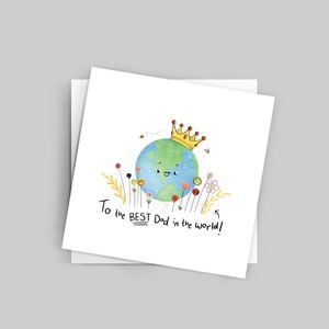 Meilleur papa du monde, carte carrée de la fête des pères, carte de vœux illustrée à l’aquarelle, recyclée, carte pour papa, carte pour lui