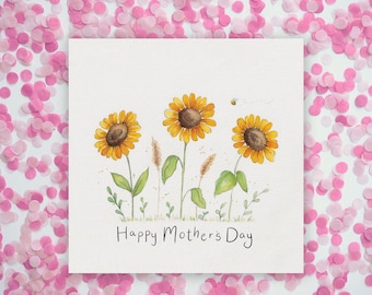 Mothers Day Card, Sunflowers, Watercolour flower design, Endometriosis awareness, Charity donation