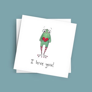 Biglietto rana di San Valentino, ti amo, festa della mamma, auguri, biglietto quadrato, biglietti d'auguri inclusi, San Valentino per coniuge/partner