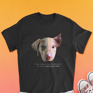 Veganistisch overhemd Het enige verschil is onze perceptie Op planten gebaseerde T-shirts Grappige veganisme herbivoor geschenken Cadeau voor vegetarische dierenrechten afbeelding 1