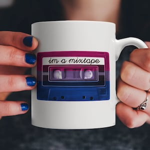 I&#39;m a Mixtape Bisexual Gift | Gay Couple Pride LGBT Community Flag Mug - Support & Awareness for Bi Wife or Husband, Girlfriend or Boyfriend